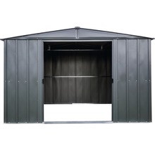 Metall Gerätehaus mit offener Tür