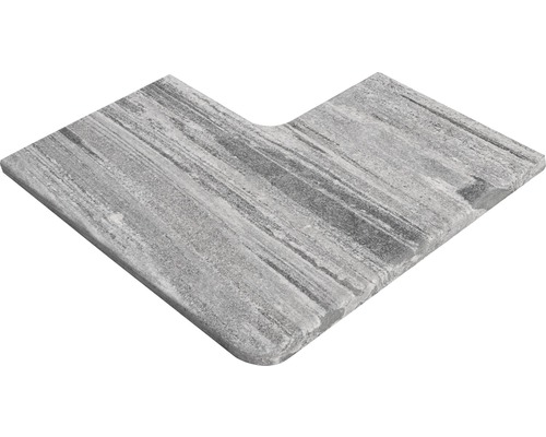 FLAIRSTONE Poolumrandung Arctic Gneis grau Eckstück innen und außen gerundet 60 cm x 35 / 60 cm x 35 cm x 3 cm