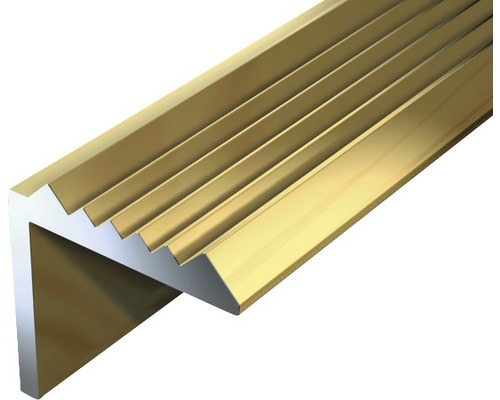Treppenprofil Aluminium gold 21 x 21 x 1,8 mm 1,8 mm , 1 m Treppenkantenprofil aus Aluminium mit Riffelblechstruktur