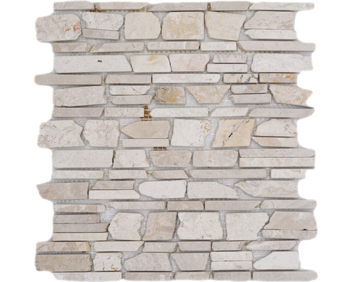 Natursteinmosaik Marmor MOS Brick 200 30,5x30,5 cm beige Mosaikmatte mit Natursteinoptik für Wand- und Bodenbeläge