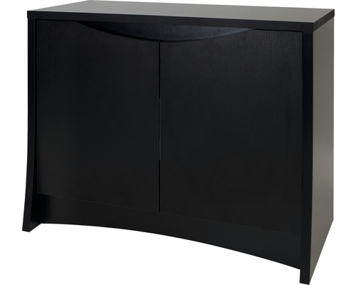 Schwarzer Holzschrank mit zwei Türen