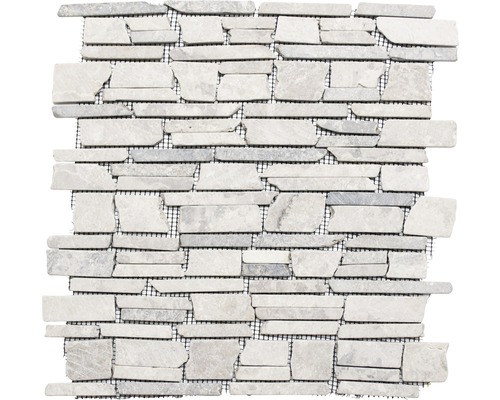 Natursteinmosaik Marmor MOS Brick 230 30,5x30,5 cm grau Mosaikfliese aus Naturstein auf einem Netz