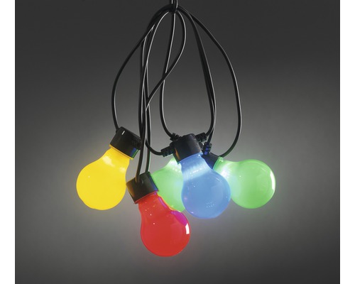 LED Biergartenlichterkette Konstsmide milchig bunt 4,5 m + Zuleitungslänge 10 m 10 LEDs Lichtfarbe warmweiß Lichterkette mit mehrfarbigen Glühbirnen