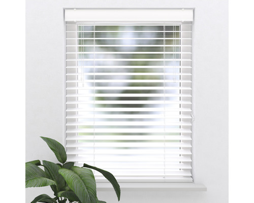 Fenster mit horizontalen Jalousien zur Lichtregulierung