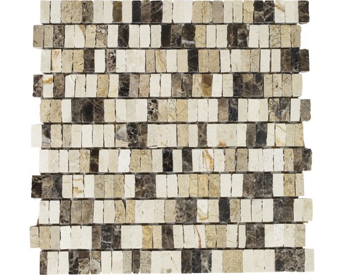 Natursteinmosaik Marmor MOS M10/VH21 30,0x30,0 cm beige Mosaikfliese aus Naturstein