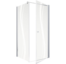 Eckdusche mit Glastüren und einem wellenförmigen Design