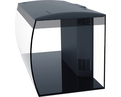 Aquarium mit gebogener Glasfront und Filtersystem