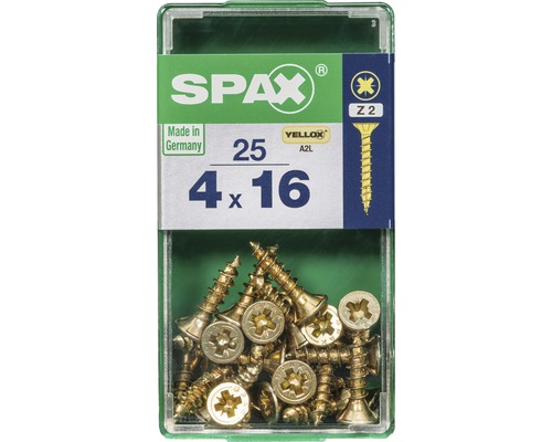 Spax Universalschraube Kreuzschlitz PZ 2, Senkkopf, Holz-Vollgewinde, 4x16 mm, 25 Stück Spax Universalschraube Kreuzschlitz PZ 2, Senkkopf, Holz-Vollgewinde, 4x16 mm, 25 Stück