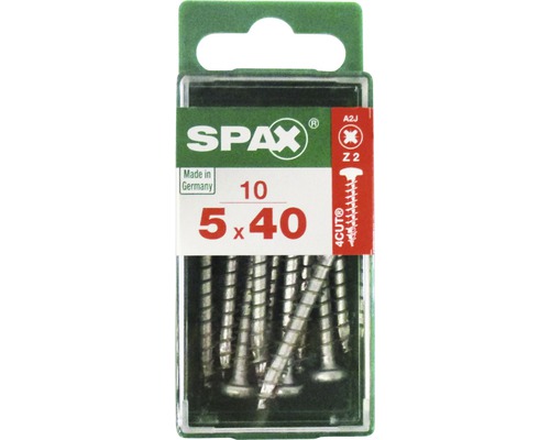 Spax Universalschraube Kreuzschlitz PZ 2, Halbrundkopf, 5x40 mm, 10 Stück Spax Universalschrauben, 5x40 Millimeter, Packung mit 10 Stück
