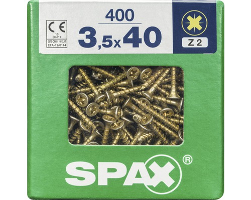 Spax Universalschraube Kreuzschlitz PZ 2, Senkkopf, Holz-Vollgewinde, 3,5x40 mm, 400 Stück Spax Universalschraube Kreuzschlitz PZ 2, Senkkopf, Holz-Vollgewinde, 3,5x40 mm, 400 Stück