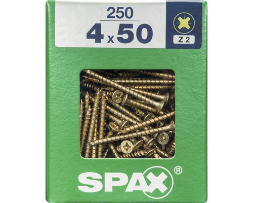 Spax Universalschraube Kreuzschlitz PZ 2, Senkkopf, Holz-Vollgewinde, 4x50 mm, 250 Stück Spax Universalschraube Kreuzschlitz PZ 2, Senkkopf, Holz-Vollgewinde, 4x50 mm, 250 Stück