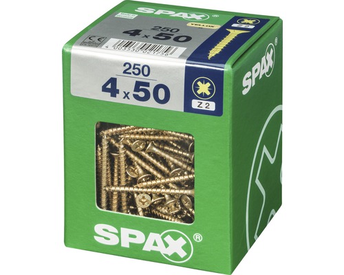 Schrauben 4 x 50 Millimeter, 250 Stück in einer grünen Verpackung