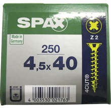 Spax Universalschraube Kreuzschlitz PZ 2, Senkkopf, Holz-Vollgewinde, 4,5x40 mm, 250 Stück