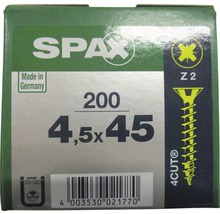 Spax Universalschraube Kreuzschlitz PZ 2, Senkkopf, Holz-Vollgewinde, 4,5x45 mm, 200 Stück