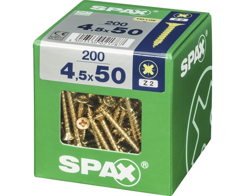Verpackung mit 200 Spaax Universalschrauben 4,5x50 Millimeter