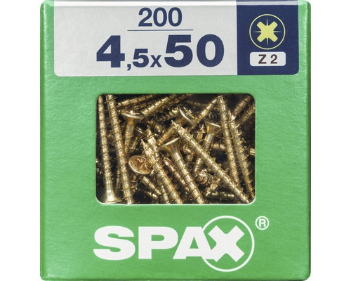 Spax Universalschraube Kreuzschlitz PZ 2, Senkkopf, Holz-Vollgewinde, 4,5x50 mm, 200 Stück Spax Universalschraube Kreuzschlitz PZ 2, Senkkopf, Holz-Vollgewinde, 4,5x50 mm, 200 Stück