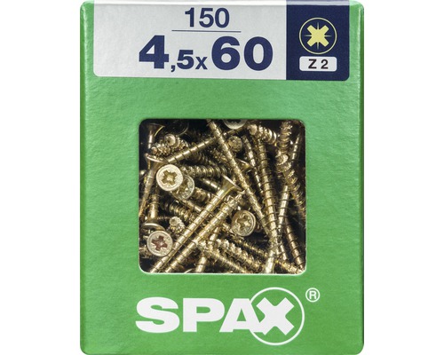 Spax Universalschraube Kreuzschlitz PZ 2, Senkkopf, Holz-Vollgewinde, 4,5x60 mm, 150 Stück Spax Universalschraube Kreuzschlitz PZ 2, Senkkopf, Holz-Vollgewinde, 4,5x60 mm, 150 Stück