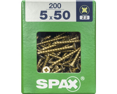 Spax Universalschraube Kreuzschlitz PZ 2, Senkkopf, Holz-Vollgewinde, 5x50 mm, 200 Stück Spax Universalschraube Kreuzschlitz PZ 2, Senkkopf, Holz-Vollgewinde, 5x50 mm, 200 Stück