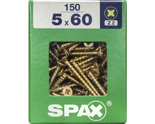 Spax Universalschraube Kreuzschlitz PZ 2, Senkkopf, Holz-Vollgewinde, 5x60 mm, 150 Stück Spax Universalschraube Kreuzschlitz PZ 2, Senkkopf, Holz-Vollgewinde, 5x60 mm, 150 Stück