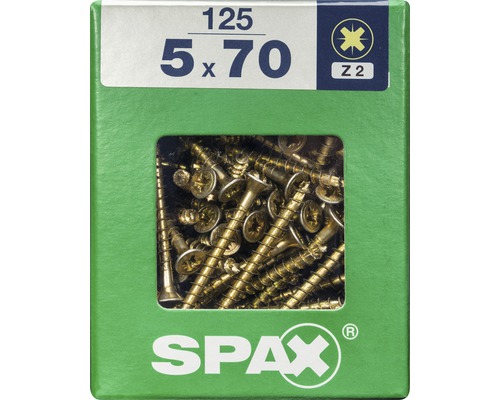 Spax Universalschraube Kreuzschlitz PZ 2, Senkkopf, Holz-Vollgewinde, 5x70 mm, 125 Stück Spax Universalschraube Kreuzschlitz PZ 2, Senkkopf, Holz-Vollgewinde, 5x70 mm, 125 Stück