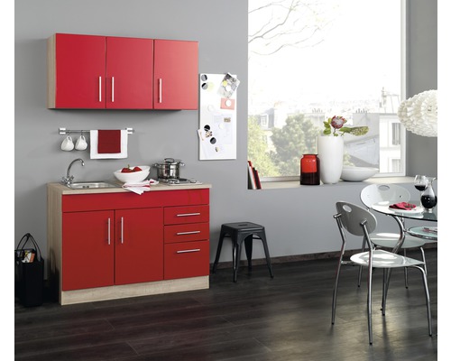 Miniküche Held Möbel Toronto rot 120x60 cm