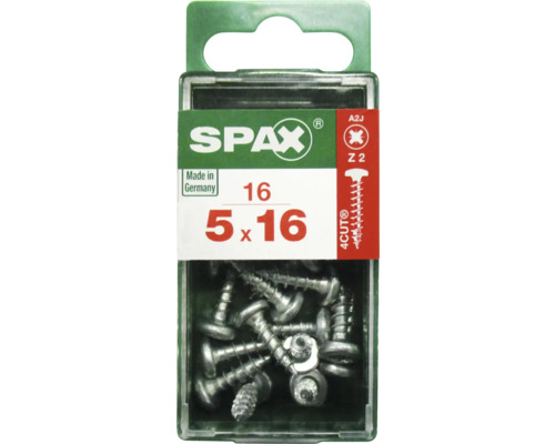Spax Universalschraube T 20, Halbrundkopf, 5x16 mm, 16 Stück Spax Senkkopfschrauben mit Teilgewinde, 5x16 mm, Verpackung
