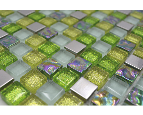 Mosaikfliese aus Glas und Metall