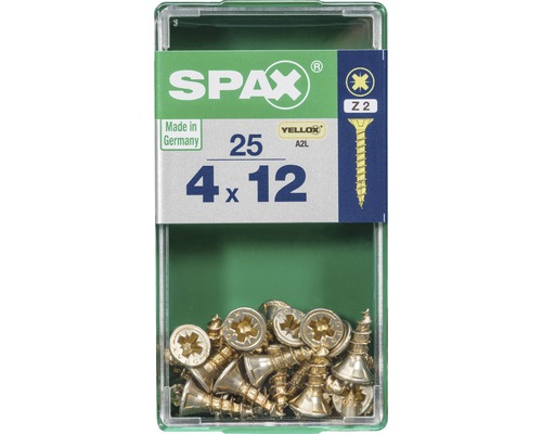 Spax Universalschraube Kreuzschlitz PZ 2, Senkkopf, Holz-Vollgewinde, 4x12 mm, 25 Stück Spax Universalschraube Kreuzschlitz PZ 2, Senkkopf, Holz-Vollgewinde, 4x12 mm, 25 Stück