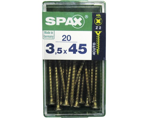 Spax Universalschraube Kreuzschlitz PZ 2, Senkkopf, Holz-Vollgewinde, 3,5x45 mm, 20 Stück Spax Universalschraube Kreuzschlitz PZ 2, Senkkopf, Holz-Vollgewinde, 3,5x45 mm, 20 Stück