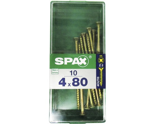 Spax Universalschraube Kreuzschlitz PZ 2, Senkkopf, Holz-Vollgewinde, 4x80 mm, 10 Stück Spax Universalschraube Kreuzschlitz PZ 2, Senkkopf, Holz-Vollgewinde, 4x80 mm, 10 Stück