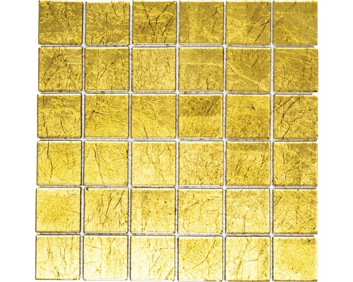 Glasmosaik Crystal Quadrat XCM 8GO25 30,0x30,0 cm gold Quadratische Mosaikfliese mit Golddekor