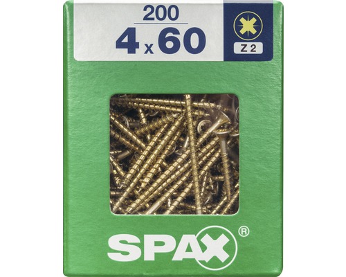 Spax Universalschraube Kreuzschlitz PZ 2, Senkkopf, Holz-Vollgewinde, 4x60 mm, 200 Stück Spax Universalschraube Kreuzschlitz PZ 2, Senkkopf, Holz-Vollgewinde, 4x60 mm, 200 Stück