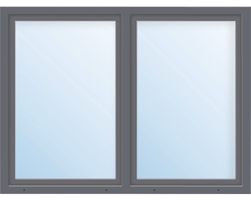 ARON Kunststoff Kunststofffenster ARON Basic Basic 2 Flügelig (Dreh/Dreh-Kipp) mit beweglichem Pfosten (Stulp) weiß anthrazit 1200,0 x 550,0 mm