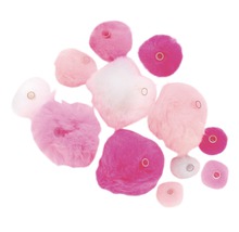 Mehrere flauschige Bommel mit Öse