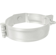 Rohrschelle aus Metall mit Schraube und Scharnier
