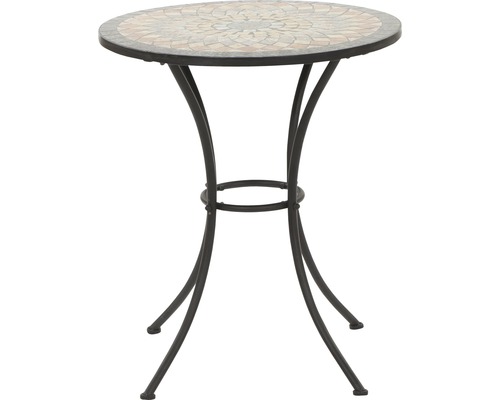 Gartentisch Gardamo Prato rund Ø 60 cm Gestell aus Stahl in matt schwarz, Gartentischplatte aus Keramik in Mosaikoptik Gartentisch Gardamo Prato rund Ø 60 cm Gestell aus Stahl in matt schwarz, Gartentischplatte aus Keramik in Mosaikoptik