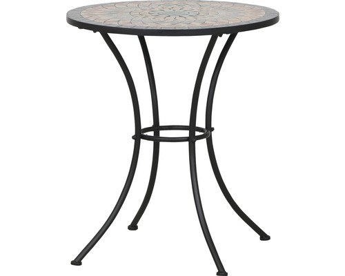 Gartentisch mit Mosaikplatte und Metallgestell