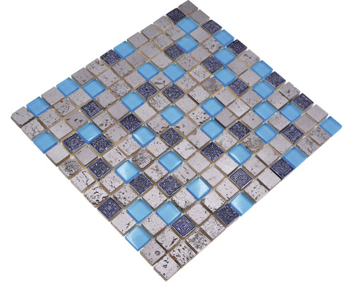 Mosaikfliese aus Naturstein, Glas und Keramik