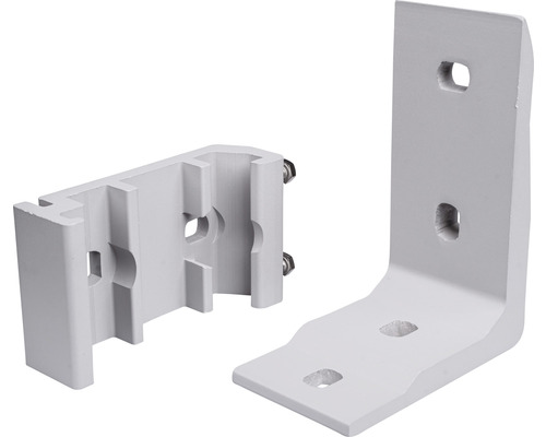 Zwei Montagehalterungen für Solarmodule mit Schraubenlöchern