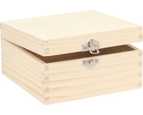 Box mit Verschluss Holz 16x16x8,5 cm