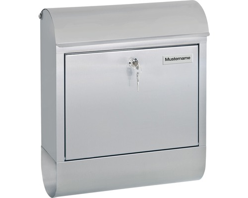 Wandbriefkasten Rottner Rondell 385 x 435 x 140 mm edelstahl mit Zeitungsrolle Briefkasten aus Stahl mit Schloss und Schlüssel