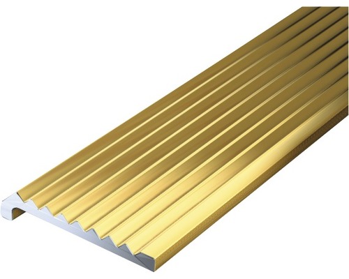 Treppenprofil Aluminium gold 23 x 6,3 x 2 mm 2,0 mm , 2 m Treppenkantenprofil aus Metall mit geriffelter Oberfläche