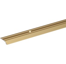 Goldfarbenes Treppenkantenprofil aus Aluminium mit Befestigungslöchern.