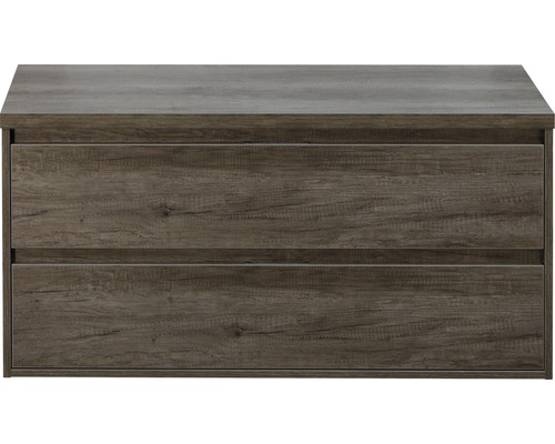 Waschbeckenunterschrank Sanox Porto 59x120x50 cm mit Waschtischplatte Nebraska oak Waschtischunterschrank mit zwei Schubladen