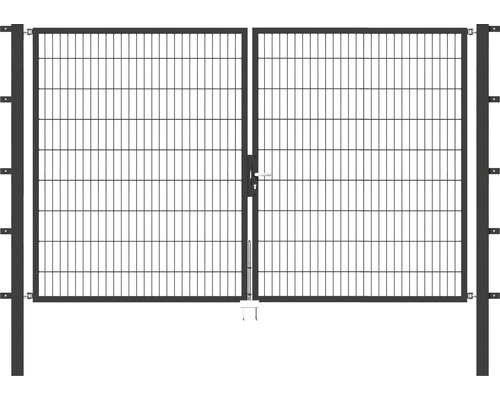 Stabgitter-Doppeltor ALBERTS Flexo Typ 6/5/6 300 x 180 cm inkl. Pfosten 8 x 8 cm anthrazit