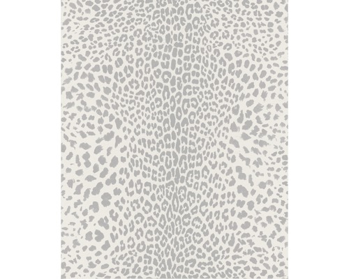 Vliestapete Leopard weiß silber