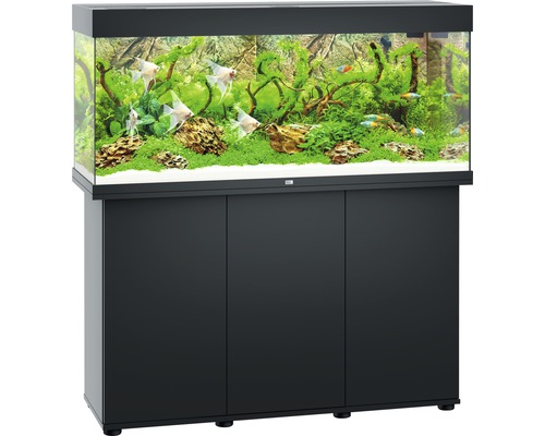 Aquariumkombination JUWEL Rio 240 SBX mit LED-Beleuchtung, Heizer, Filter und Unterschrank, schwarz