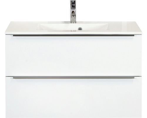 Waschbeckenunterschrank Sanox Pulse Mineralguss 56,5x90x50 cm mit Mineralgusswaschbecken weiß hochglanz