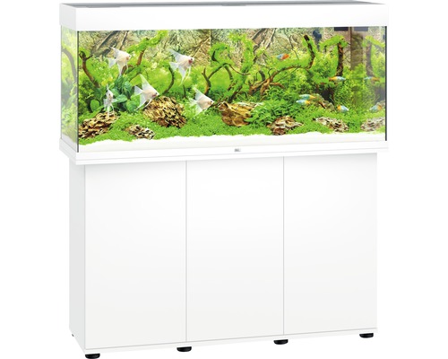 Aquariumkombination JUWEL Rio 240 SBX mit LED-Beleuchtung, Heizer, Filter und Unterschrank, weiß