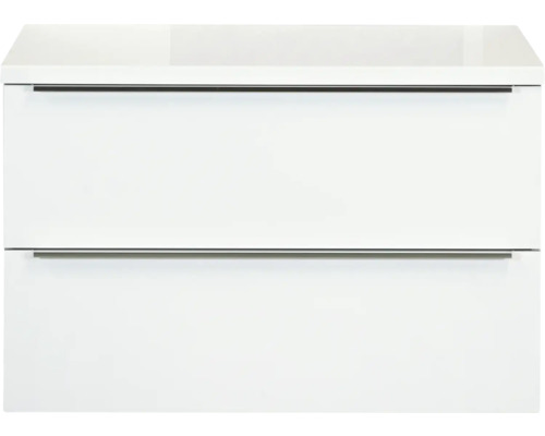 Waschbeckenunterschrank Sanox Pulse 58,6x90x50 cm mit Waschtischplatte weiß glänzend